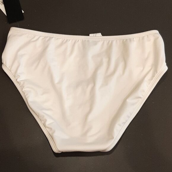 Kenneth Cole White Bikini Bottoms with Gold Hardware - Picture 4 of 8